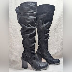 Seven Dials Women's 8.5 Senorita Tall Black Knee High Slouch Boots Block Heel